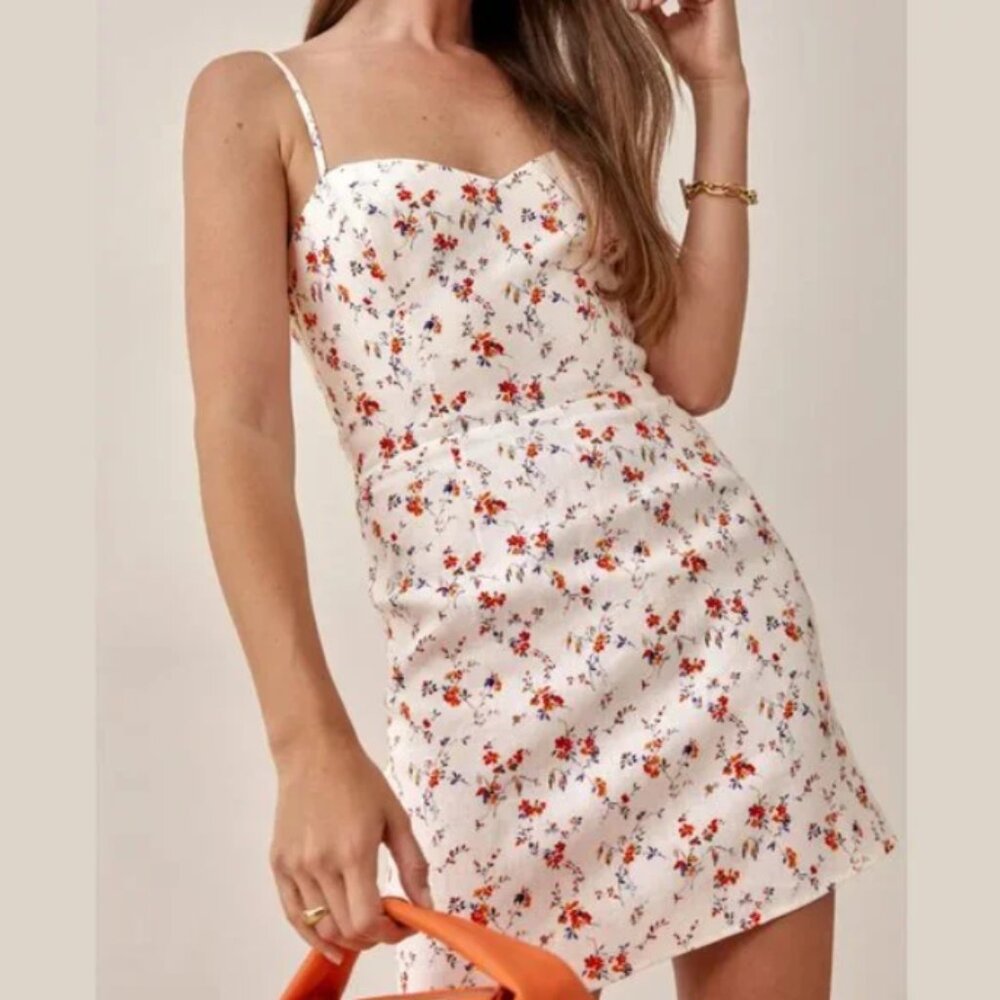 Reformation Roarke Linen Dress in Gabrielle White